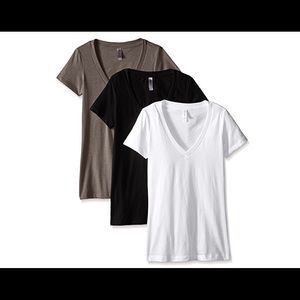 Pack of 3 V neck T’s , Black,White&Warm Grey